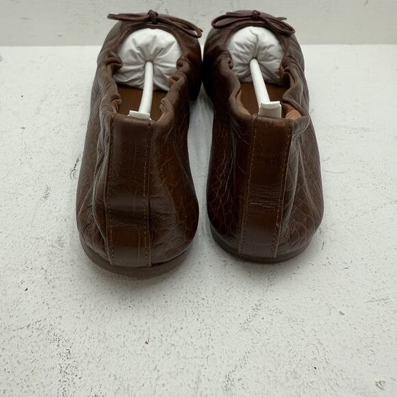 NIB Polo Ralph Lauren Soft Croc Embossed Leather Ballet Flats Brown Size 7.5 B - Picture 4 of 8